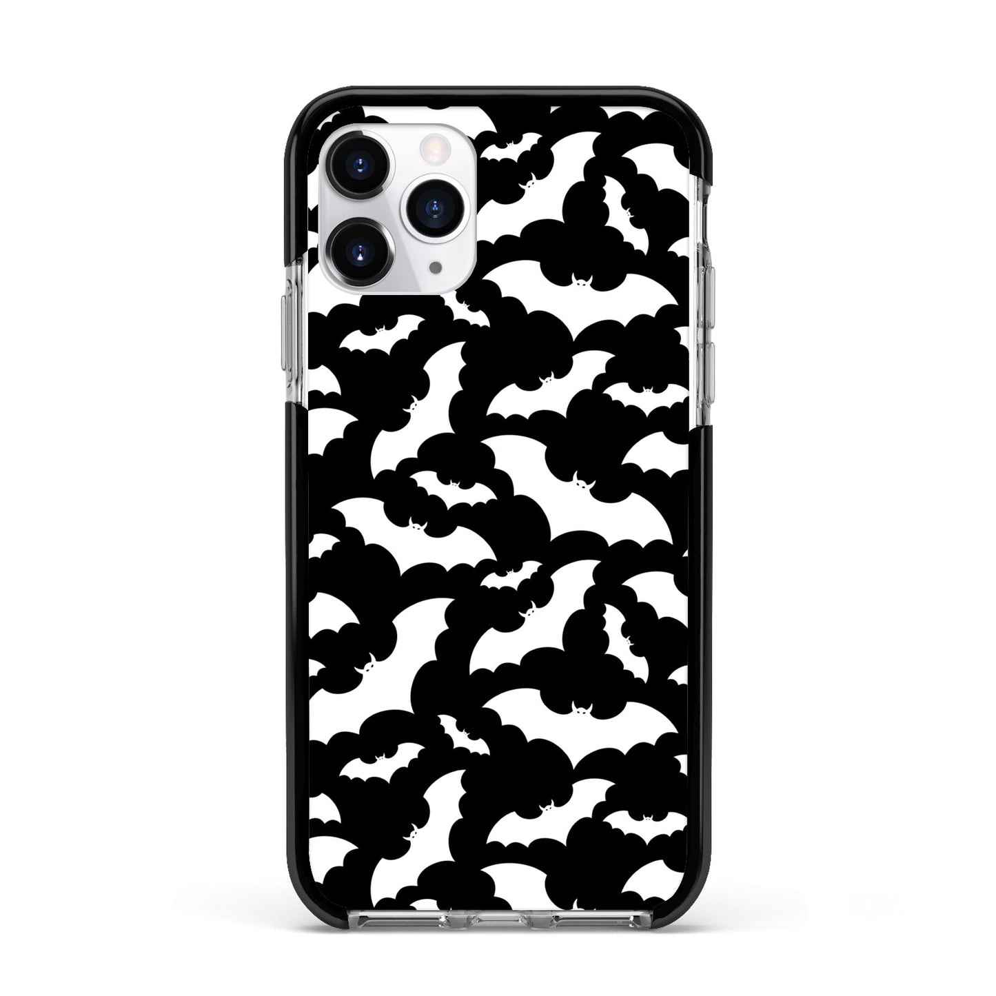 Black and White Bats Apple iPhone 11 Pro in Silver with Black Impact Case