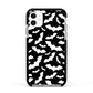 Black and White Bats Apple iPhone 11 in White with Black Impact Case
