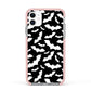 Black and White Bats Apple iPhone 11 in White with Pink Impact Case