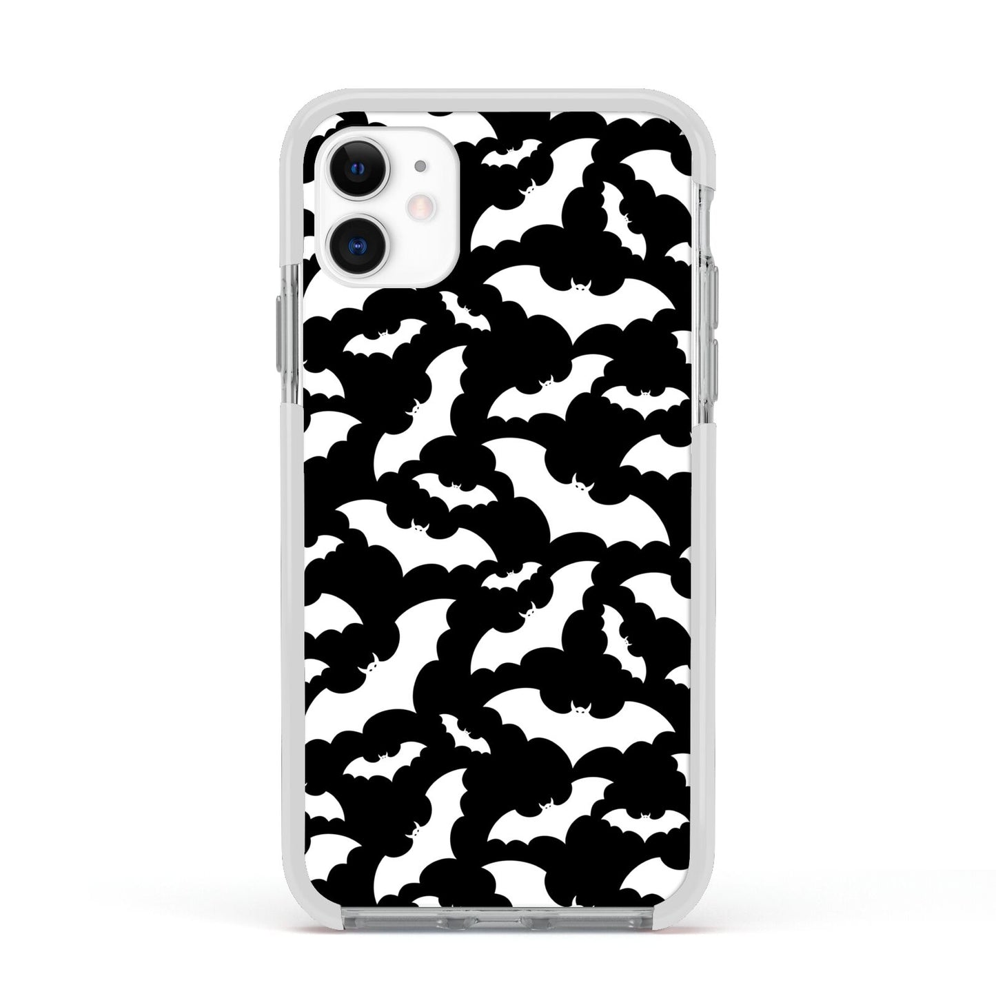 Black and White Bats Apple iPhone 11 in White with White Impact Case