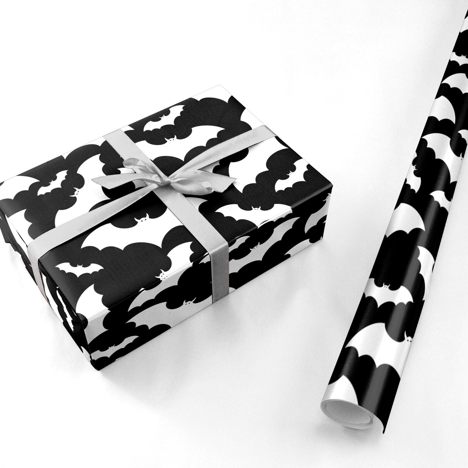 Black and White Bats Personalised Wrapping Paper