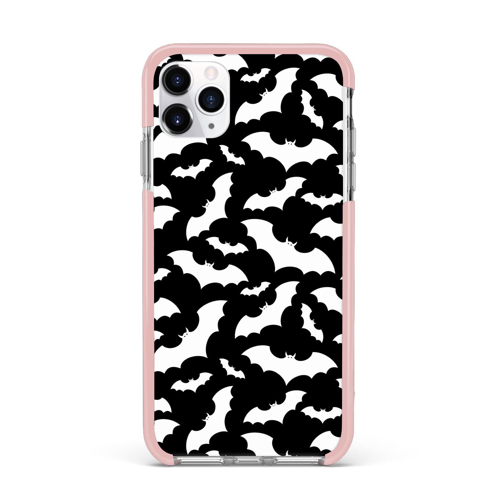 Black and White Bats iPhone 11 Pro Max Impact Pink Edge Case