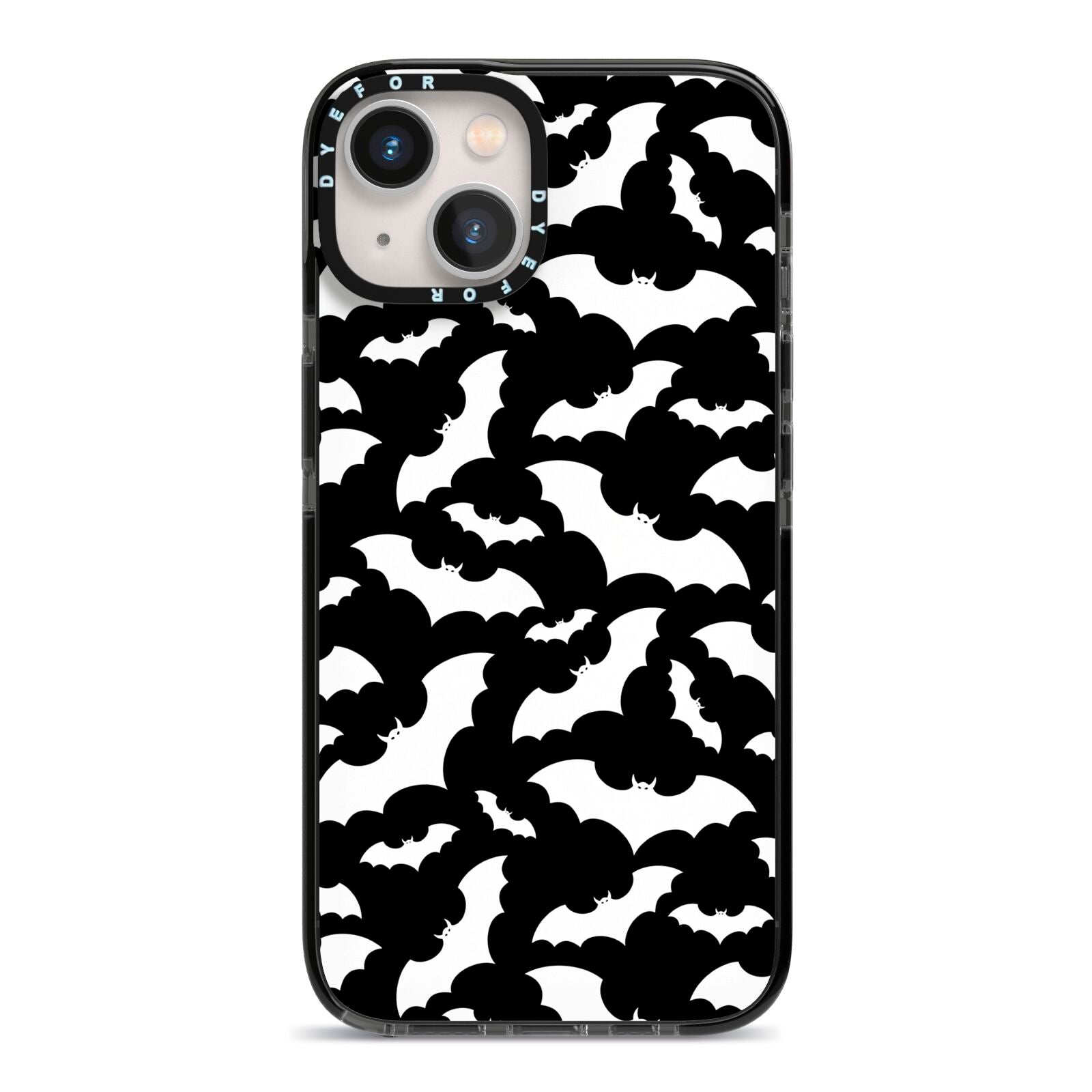 Black and White Bats iPhone 13 Black Impact Case on Silver phone