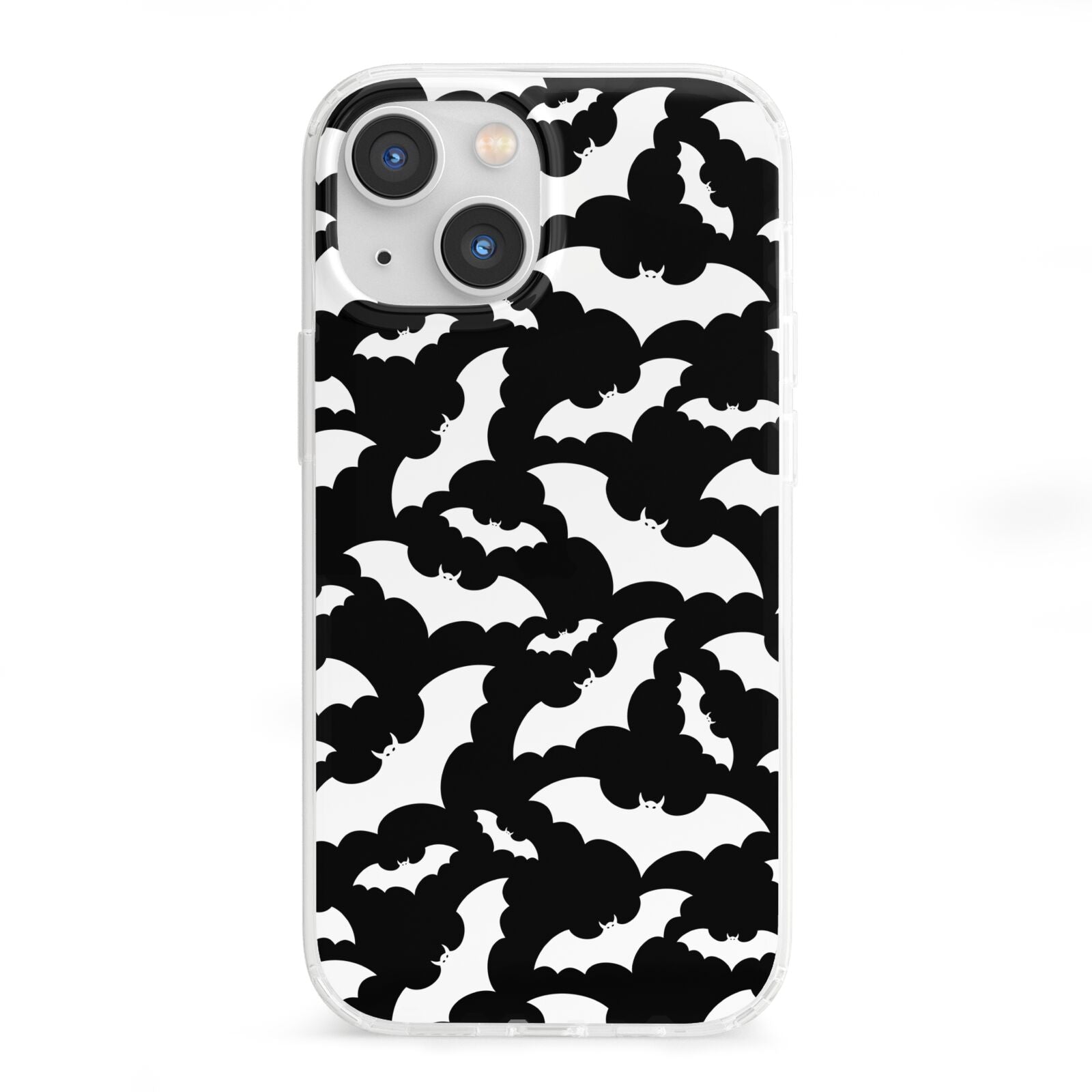 Black and White Bats iPhone 13 Mini Clear Bumper Case