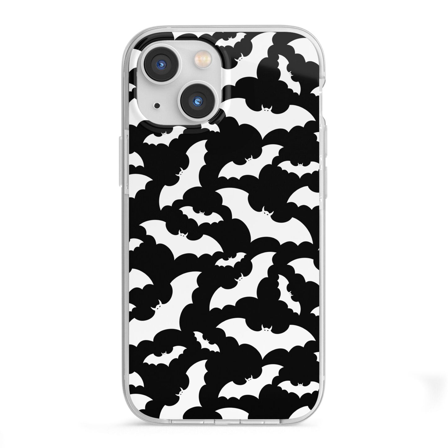 Black and White Bats iPhone 13 Mini TPU Impact Case with White Edges