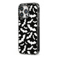 Black and White Bats iPhone 13 Pro Black Impact Case Side Angle on Silver phone