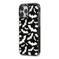 Black and White Bats iPhone 13 Pro Max Black Impact Case Side Angle on Silver phone
