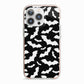 Black and White Bats iPhone 13 Pro TPU Impact Case with Pink Edges