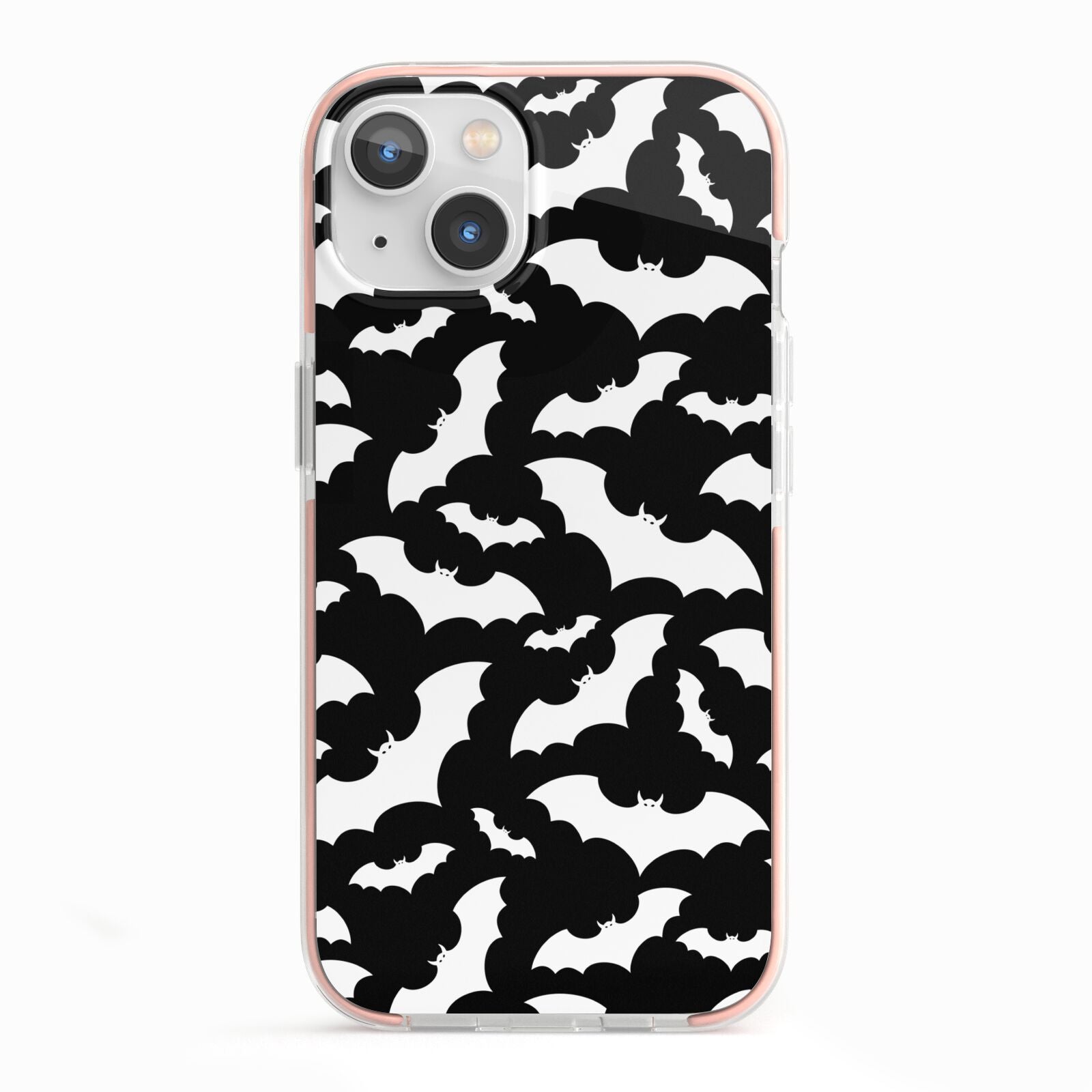 Black and White Bats iPhone 13 TPU Impact Case with Pink Edges