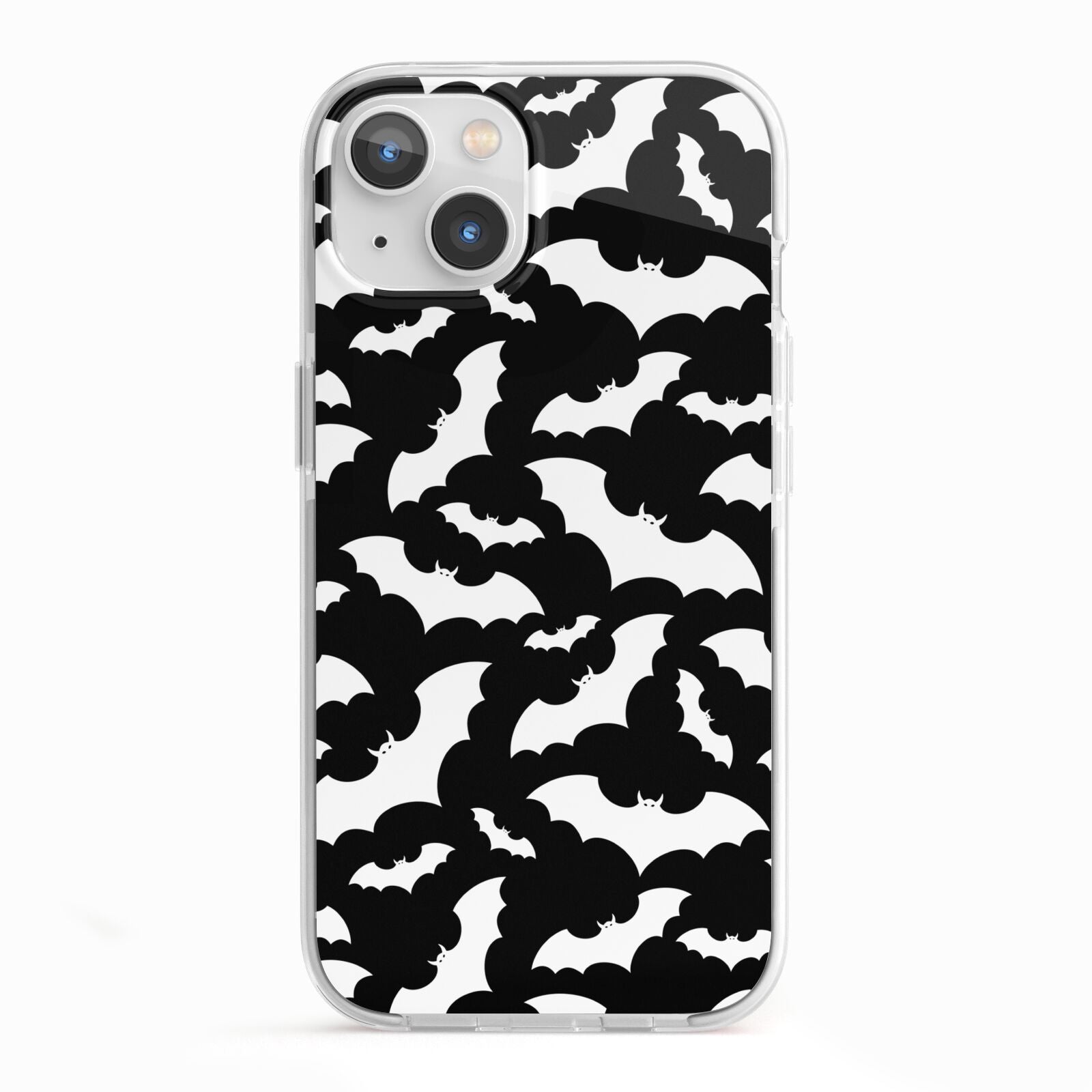 Black and White Bats iPhone 13 TPU Impact Case with White Edges
