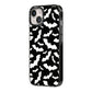 Black and White Bats iPhone 14 Black Impact Case Side Angle on Silver phone
