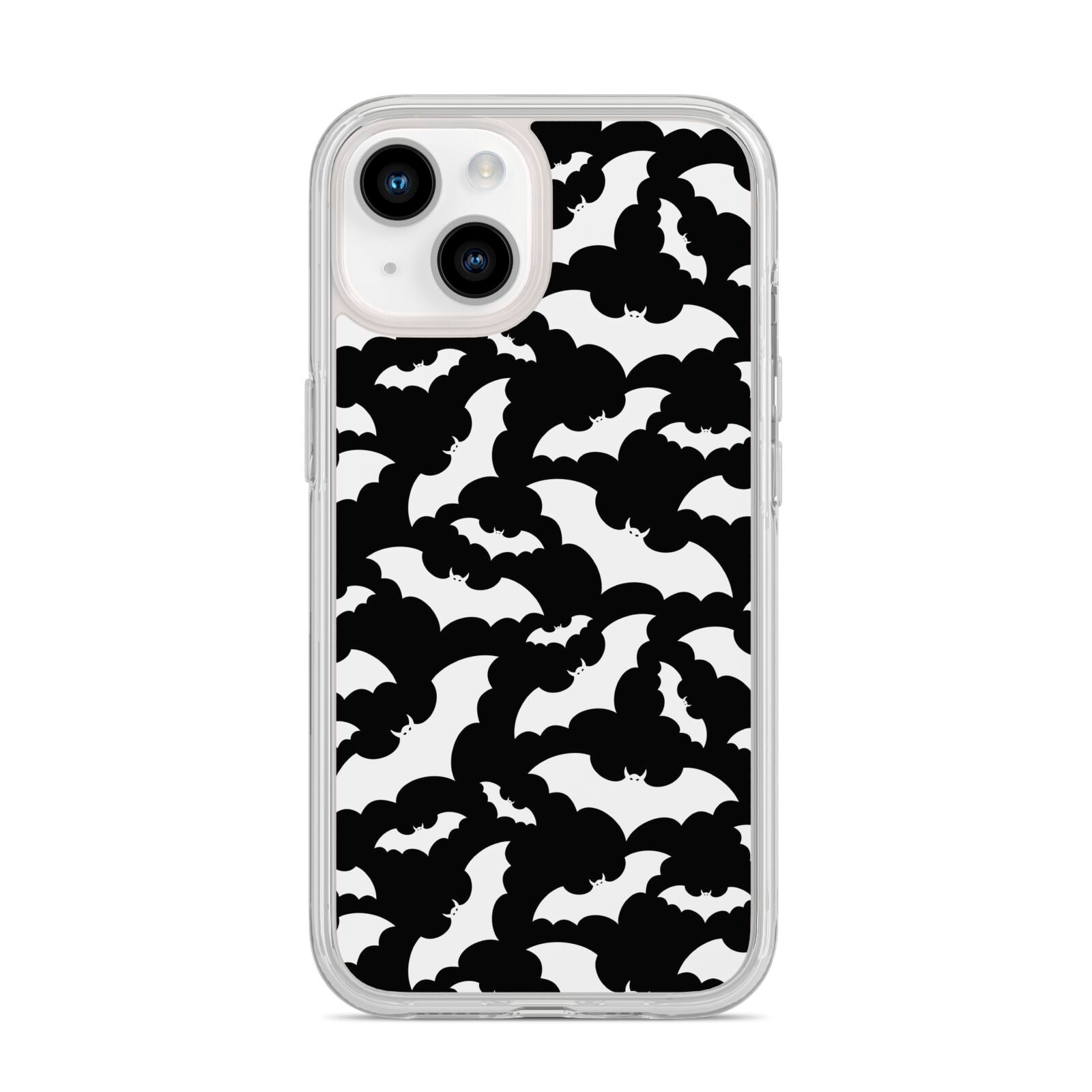 Black and White Bats iPhone 14 Clear Tough Case Starlight