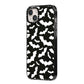 Black and White Bats iPhone 14 Plus Black Impact Case Side Angle on Silver phone