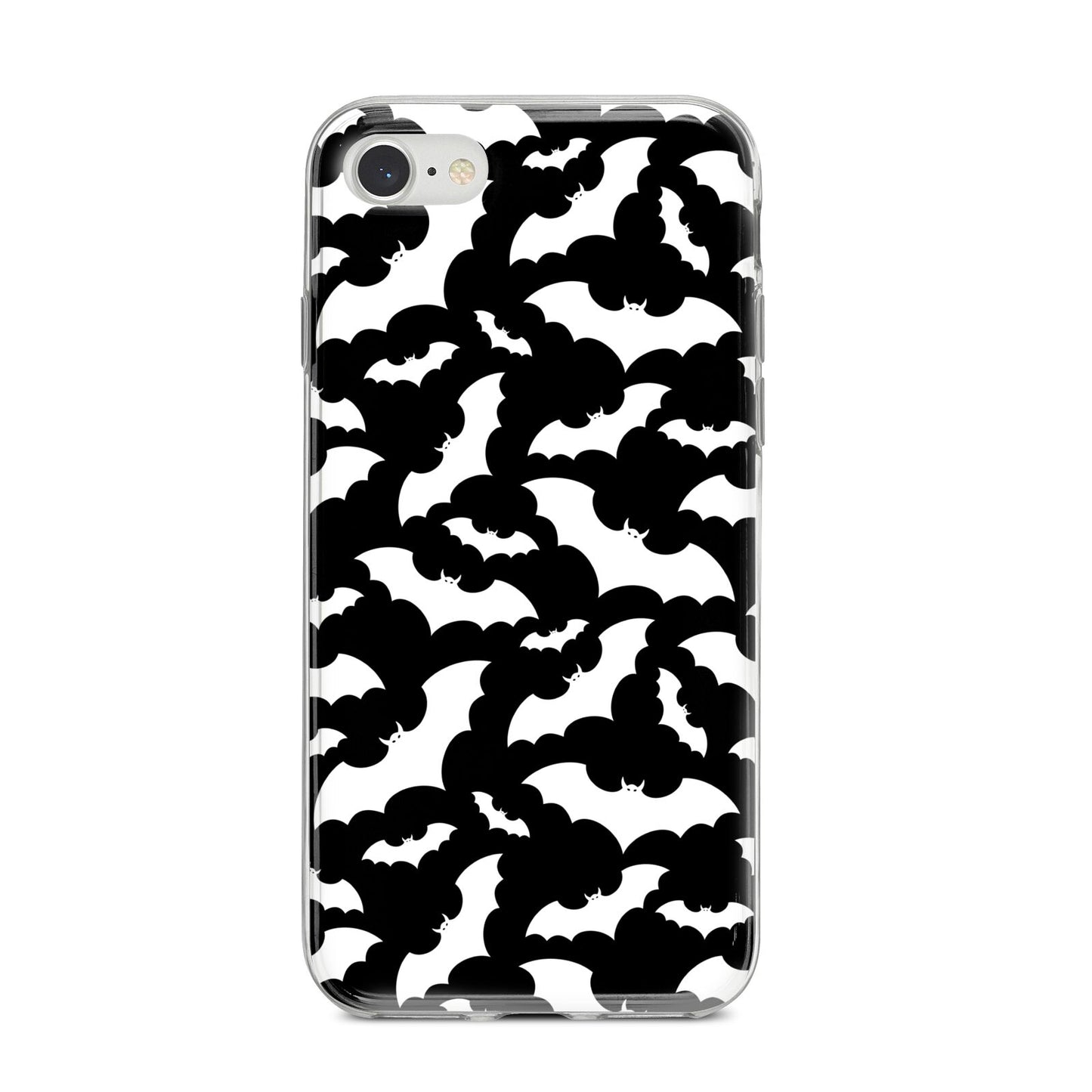 Black and White Bats iPhone 8 Bumper Case on Silver iPhone