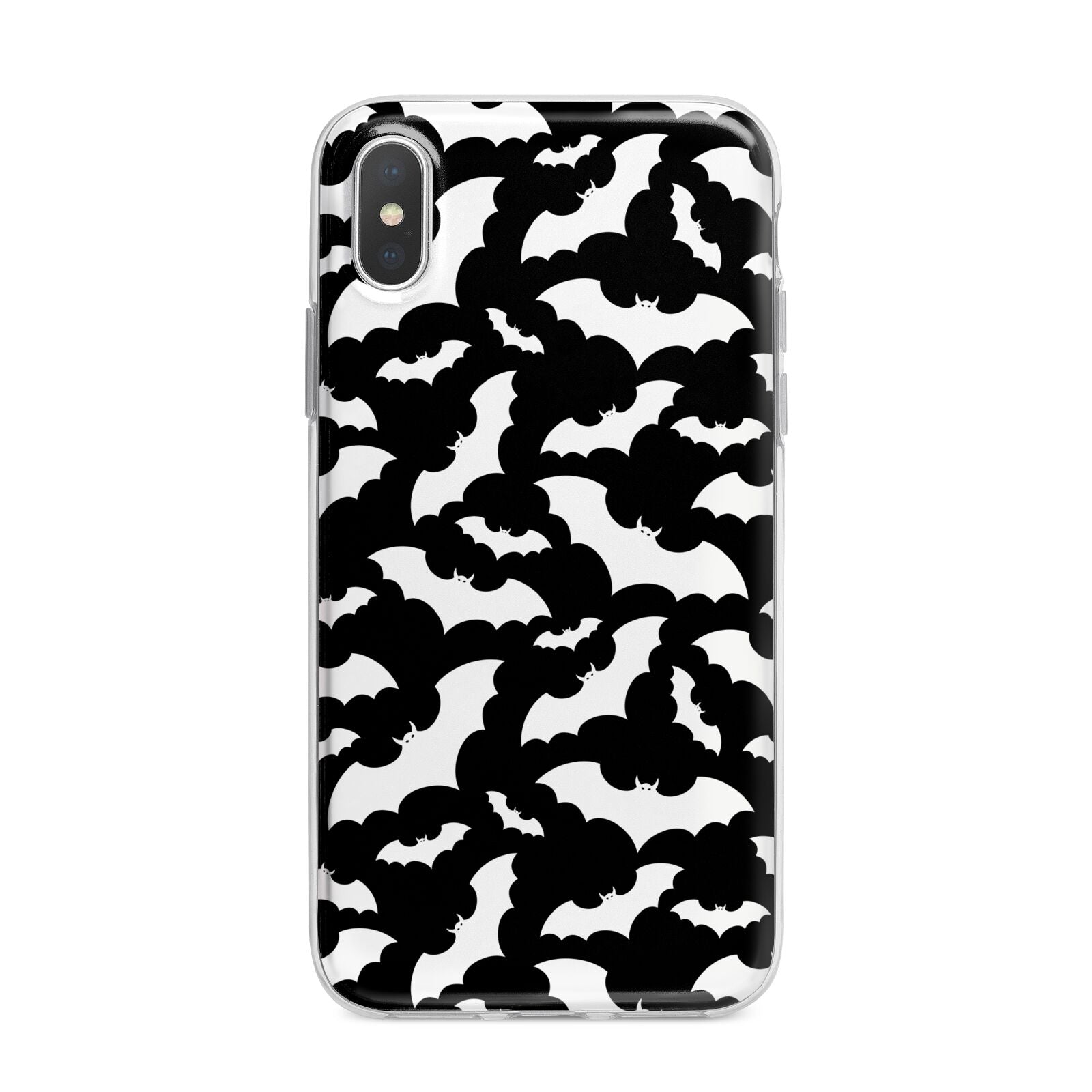 Black and White Bats iPhone X Bumper Case on Silver iPhone Alternative Image 1