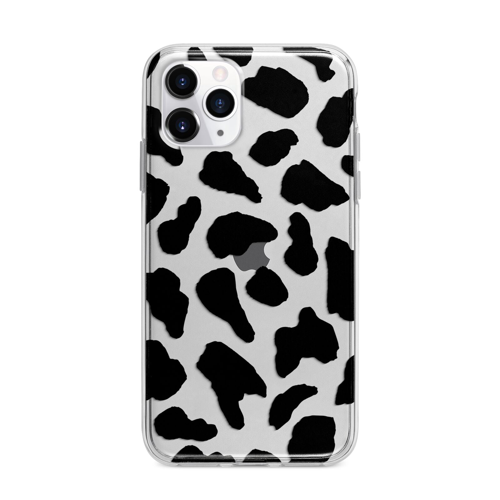 Black and White Cow Print Apple iPhone 11 Pro Max in Silver with Bumper Case