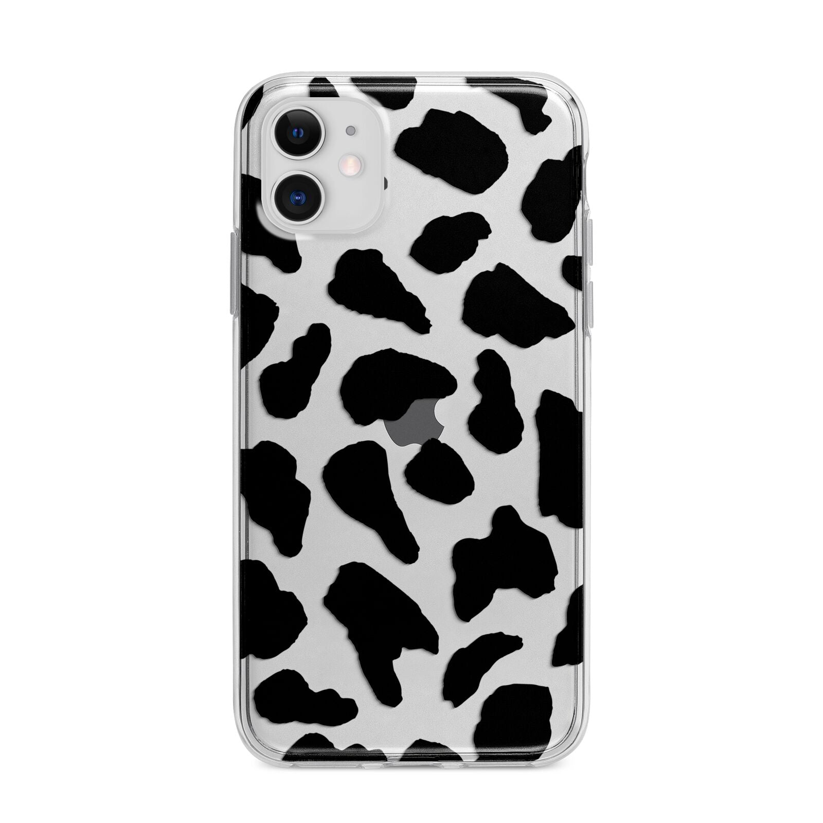 Black and White Cow Print Apple iPhone 11 in White with Bumper Case