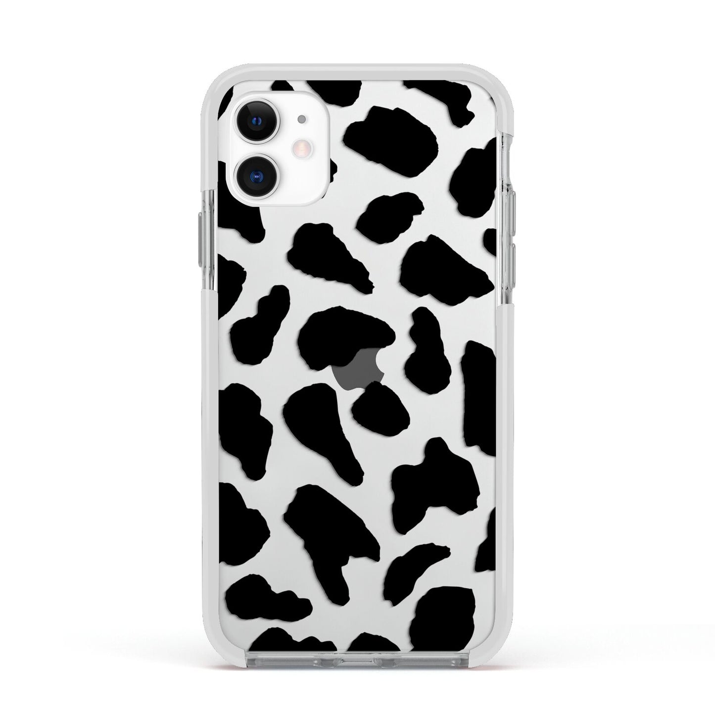 Black and White Cow Print Apple iPhone 11 in White with White Impact Case