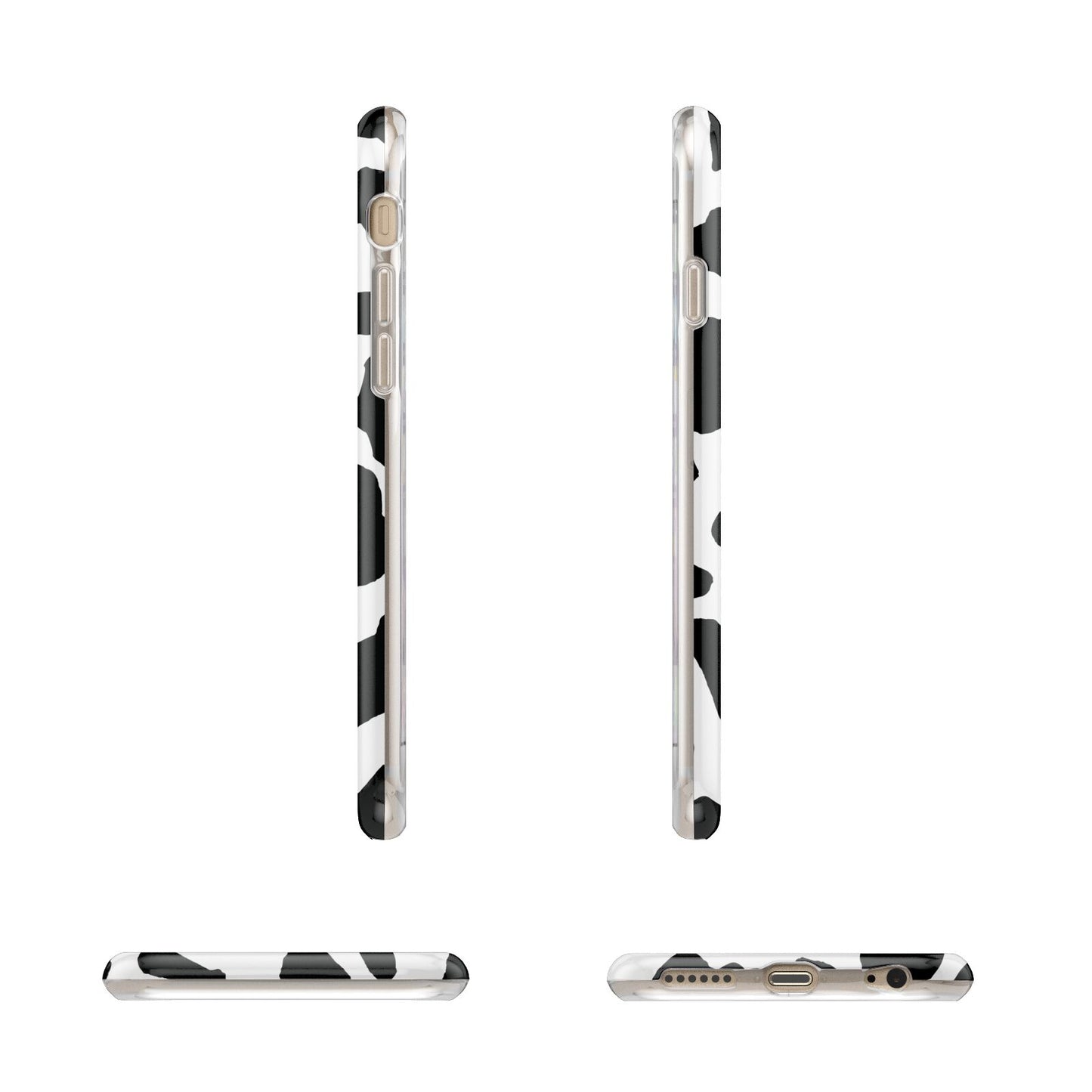 Black and White Cow Print Apple iPhone 6 3D Wrap Tough Case Alternative Image Angles