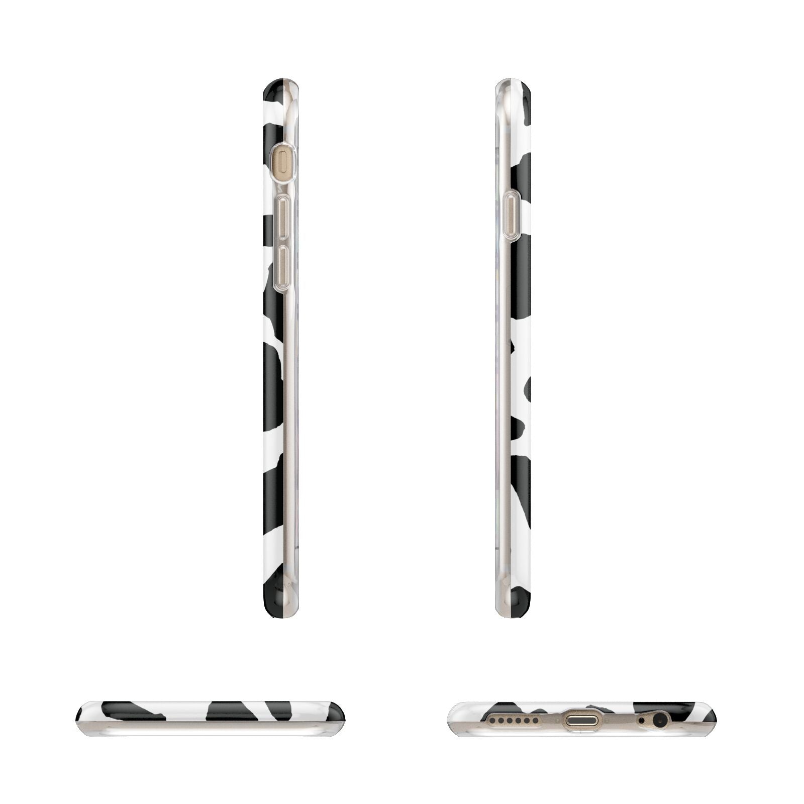 Black and White Cow Print Apple iPhone 6 3D Wrap Tough Case Alternative Image Angles