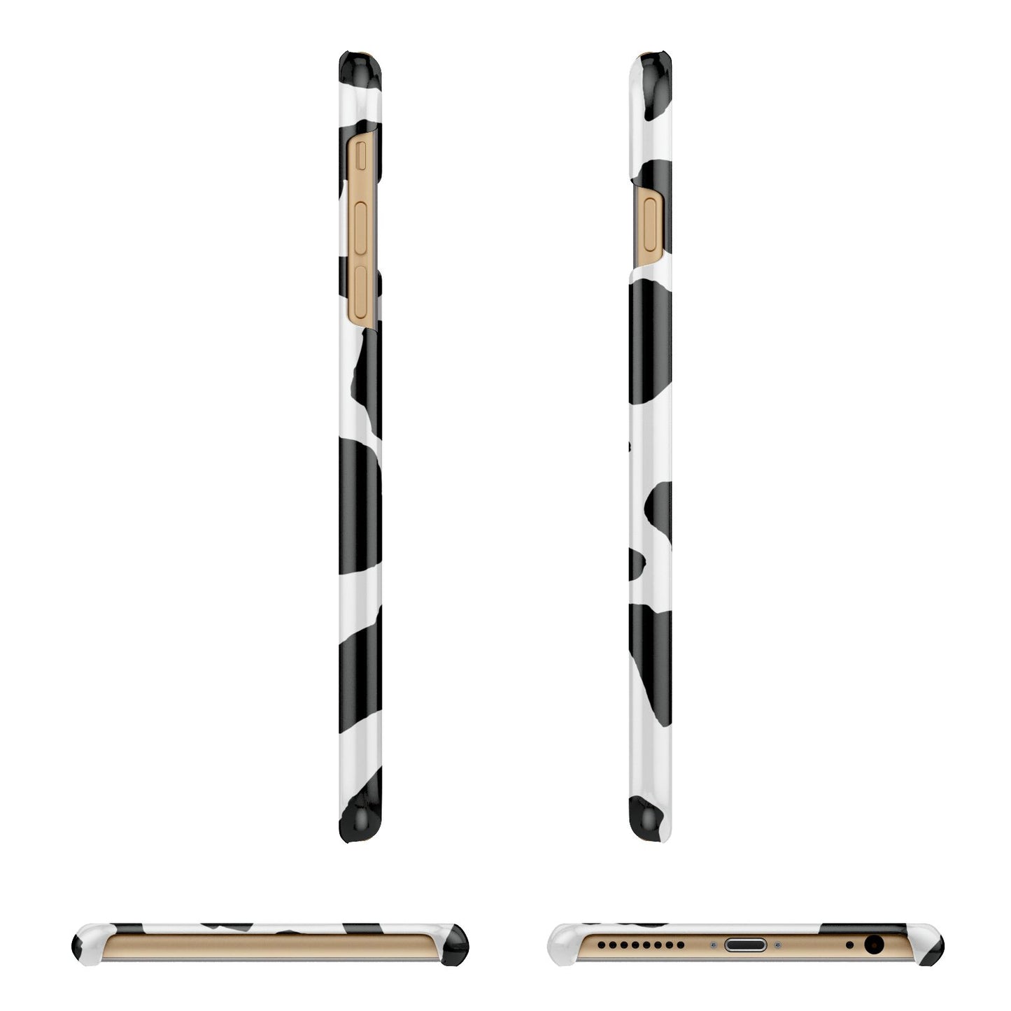 Black and White Cow Print Apple iPhone 6 Plus 3D Wrap Snap Case Angled Images