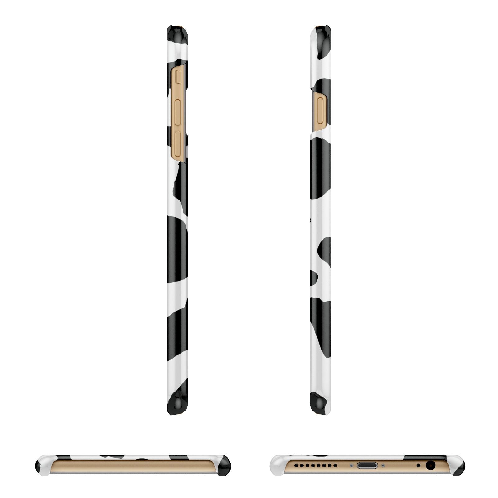 Black and White Cow Print Apple iPhone 6 Plus 3D Wrap Snap Case Angled Images