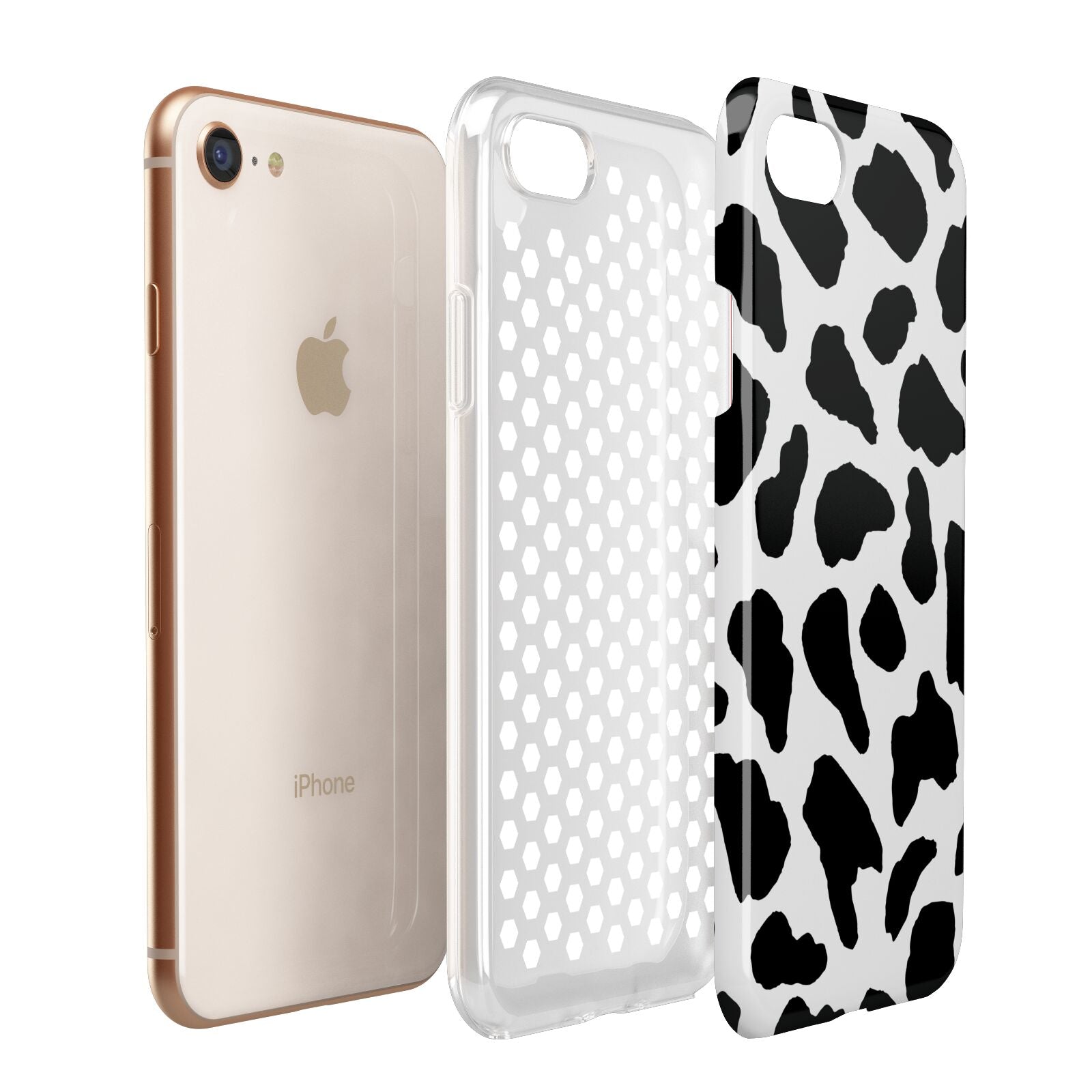 Black and White Cow Print Apple iPhone 7 8 3D Tough Case Expanded View