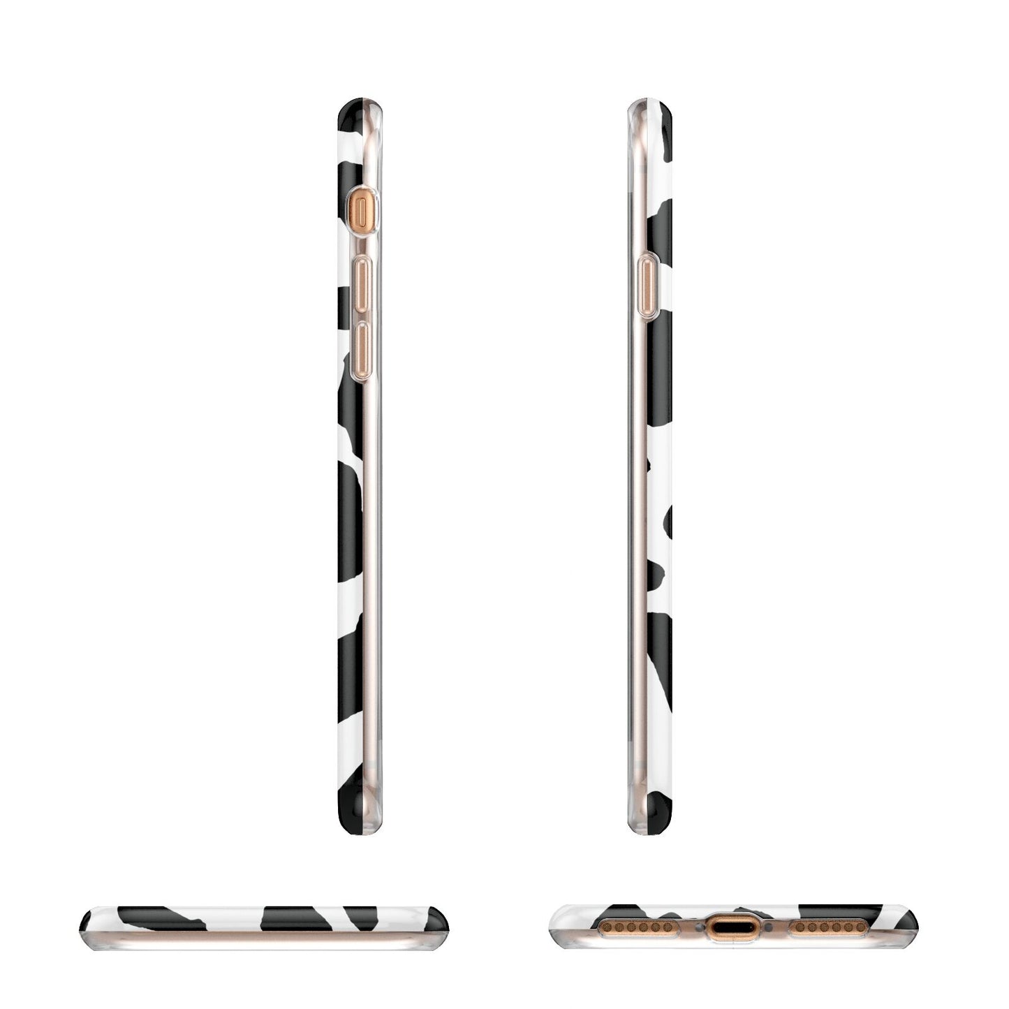 Black and White Cow Print Apple iPhone 7 8 3D Wrap Tough Case Alternative Image Angles