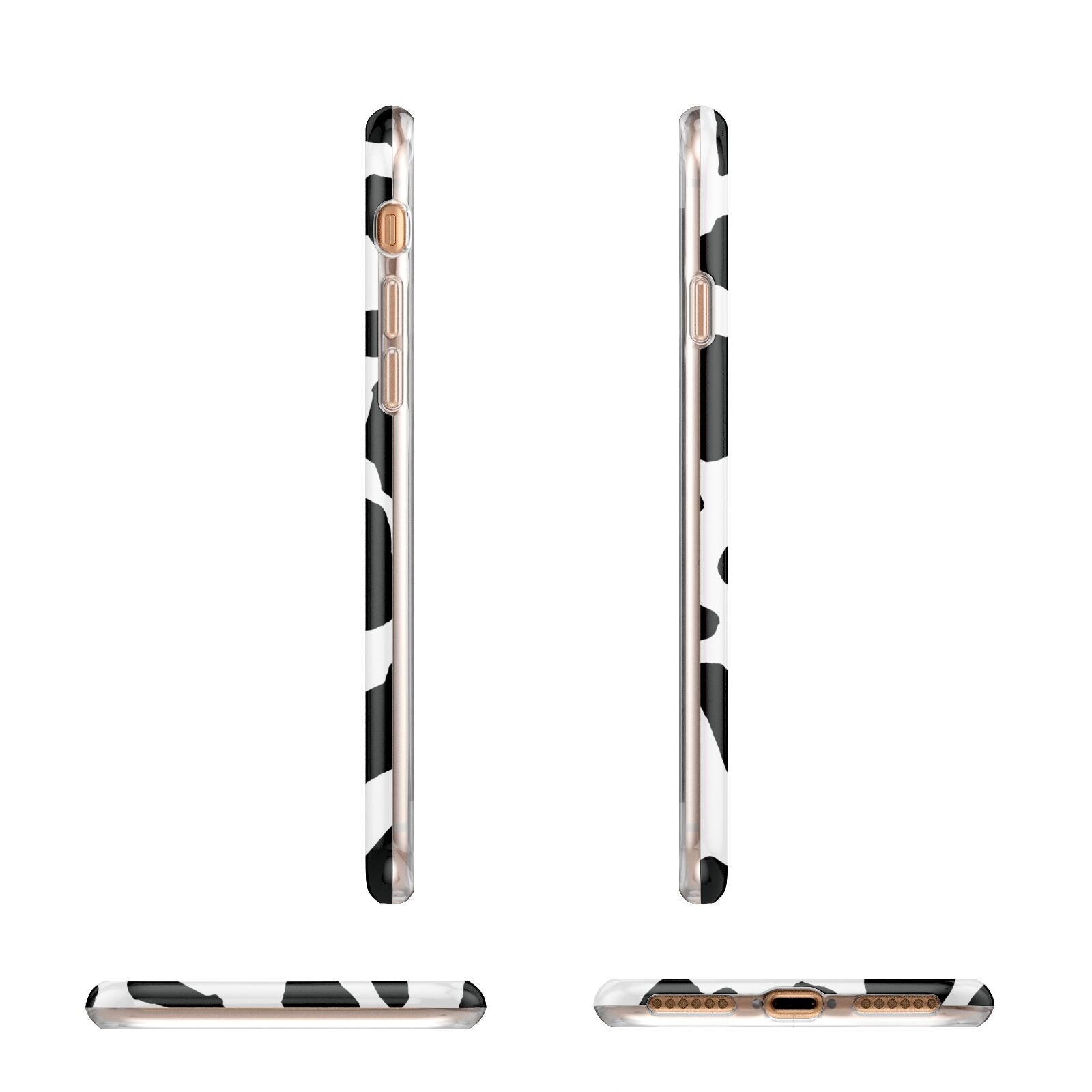 Black and White Cow Print Apple iPhone 7 8 3D Wrap Tough Case Alternative Image Angles