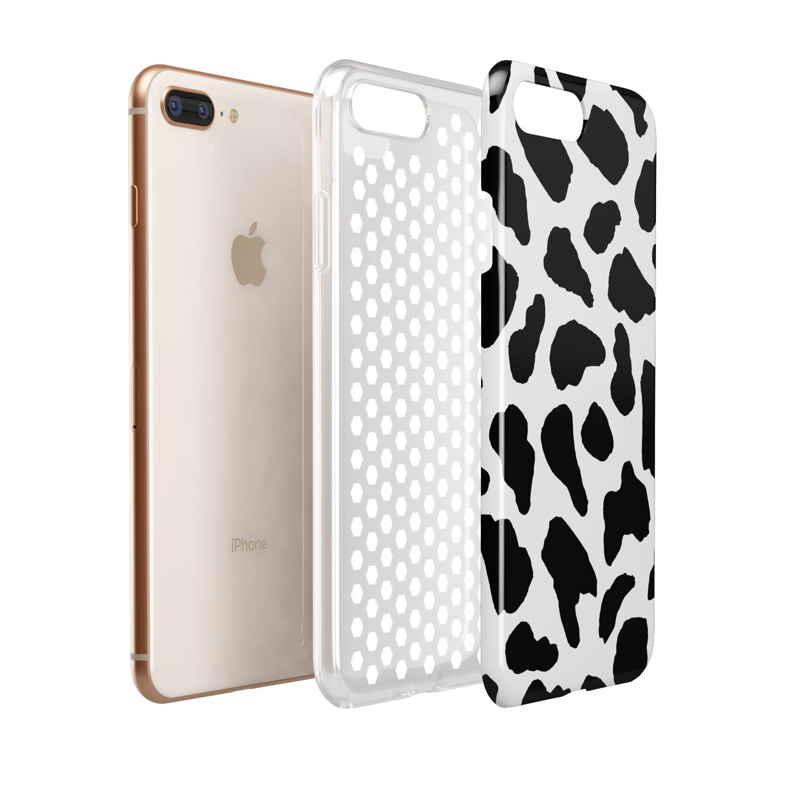 Black and White Cow Print Apple iPhone 7 8 Plus 3D Tough Case Expanded View