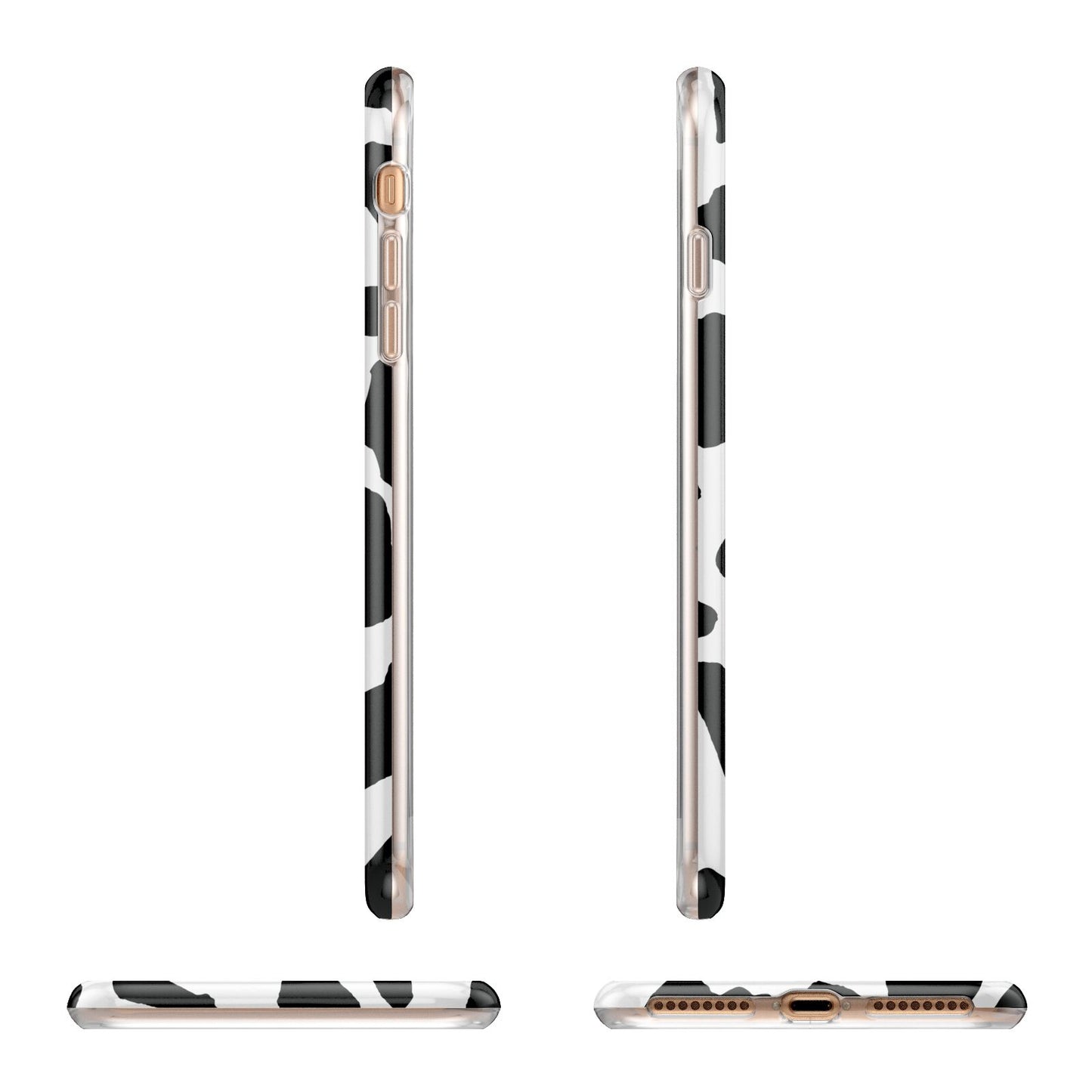 Black and White Cow Print Apple iPhone 7 8 Plus 3D Wrap Tough Case Alternative Image Angles