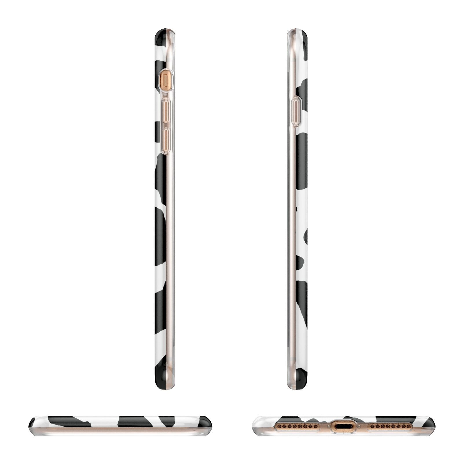 Black and White Cow Print Apple iPhone 7 8 Plus 3D Wrap Tough Case Alternative Image Angles