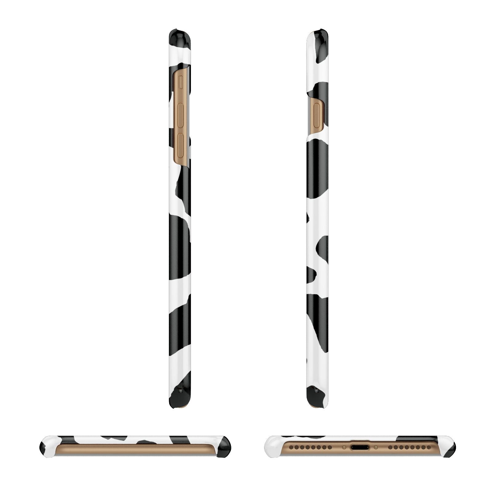 Black and White Cow Print Apple iPhone 7 Plus 3D Wrap Snap Case Angled Images