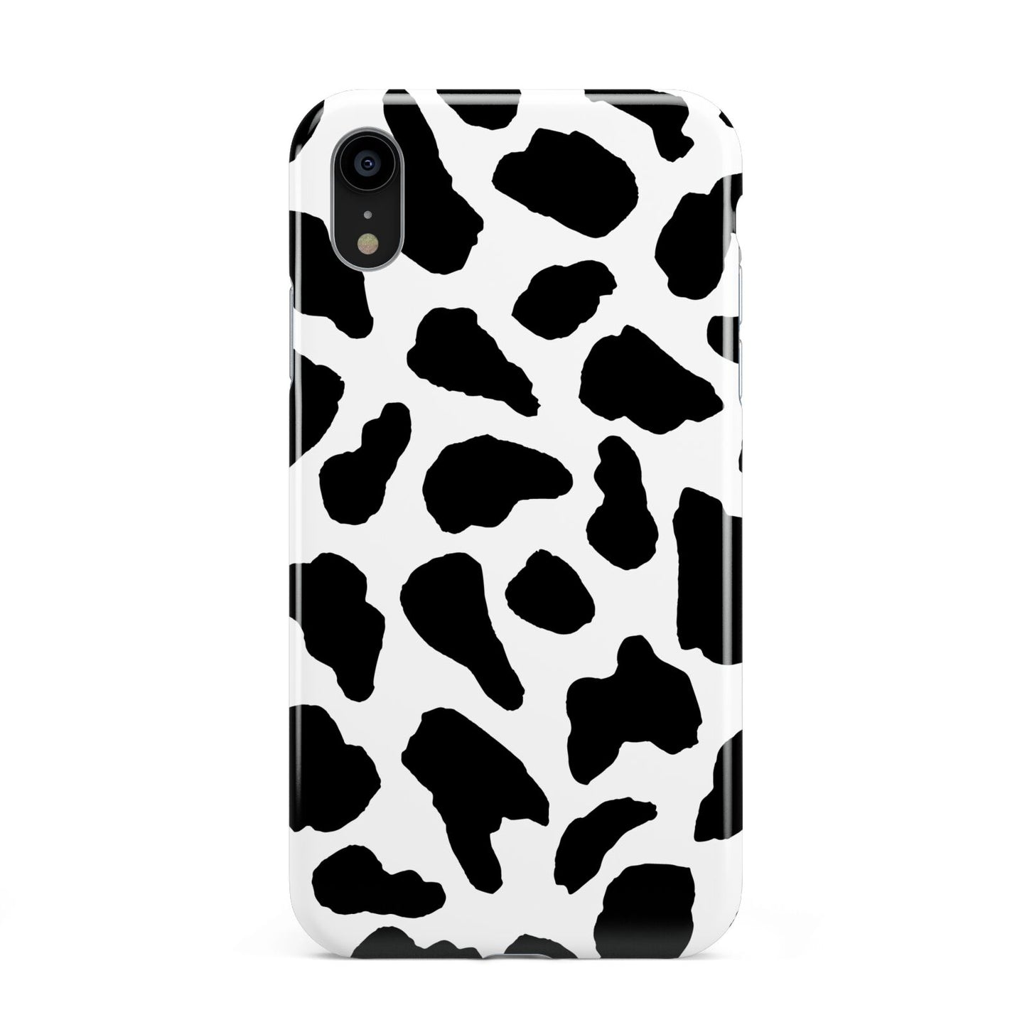 Black and White Cow Print Apple iPhone XR Black 3D Tough Case