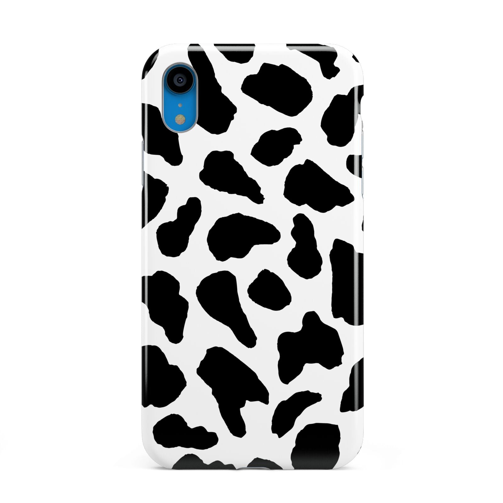 Black and White Cow Print Apple iPhone XR Blue 3D Tough Case