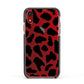 Black and White Cow Print Apple iPhone XR Impact Case Black Edge on Red Phone
