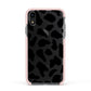 Black and White Cow Print Apple iPhone XR Impact Case Pink Edge on Black Phone