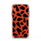 Black and White Cow Print Apple iPhone XR Impact Case Pink Edge on Coral Phone