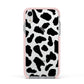 Black and White Cow Print Apple iPhone XR Impact Case Pink Edge on Silver Phone