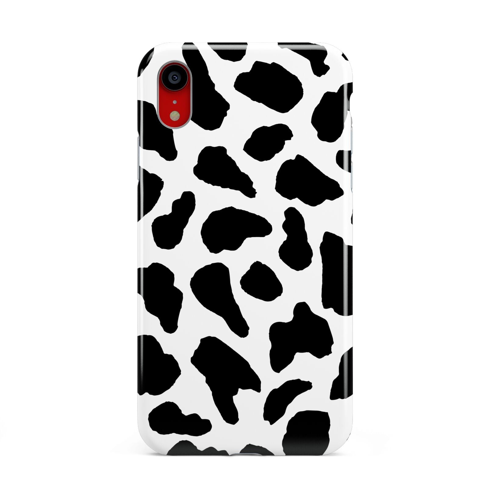 Black and White Cow Print Apple iPhone XR Red 3D Tough Case
