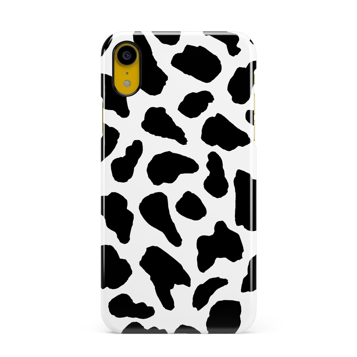 Black and White Cow Print Apple iPhone XR Yellow 3D Snap Case