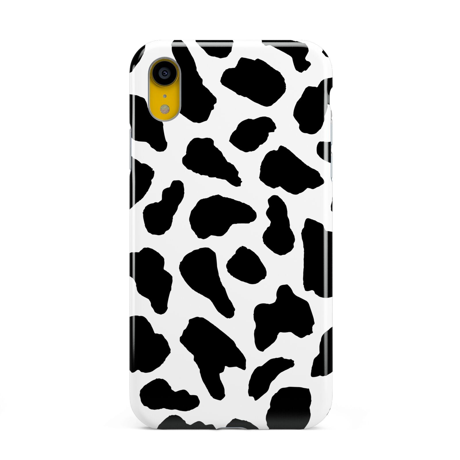 Black and White Cow Print Apple iPhone XR Yellow 3D Tough Case