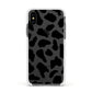 Black and White Cow Print Apple iPhone Xs Impact Case White Edge on Black Phone