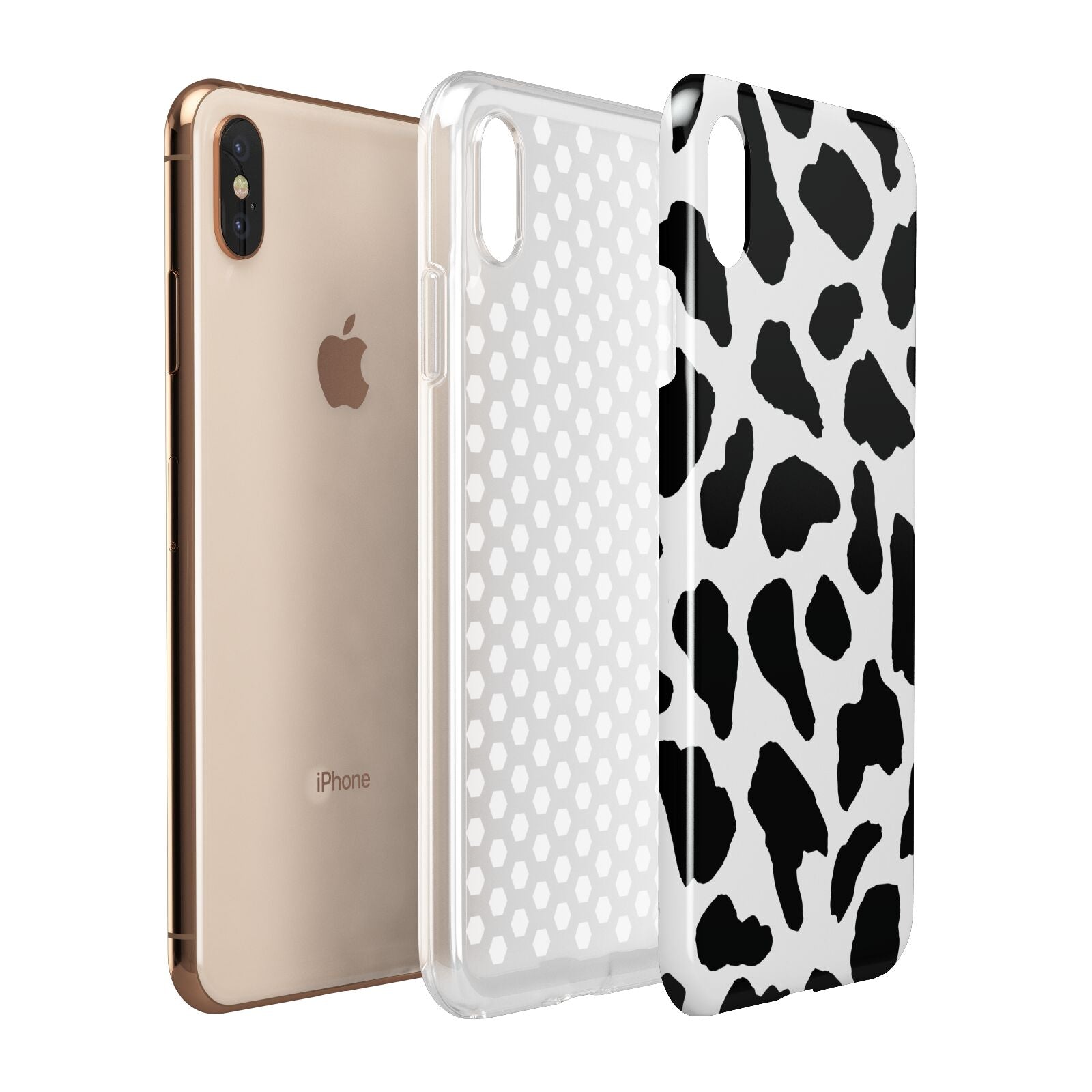 Black and White Cow Print Apple iPhone Xs Max 3D Tough Case Expanded View