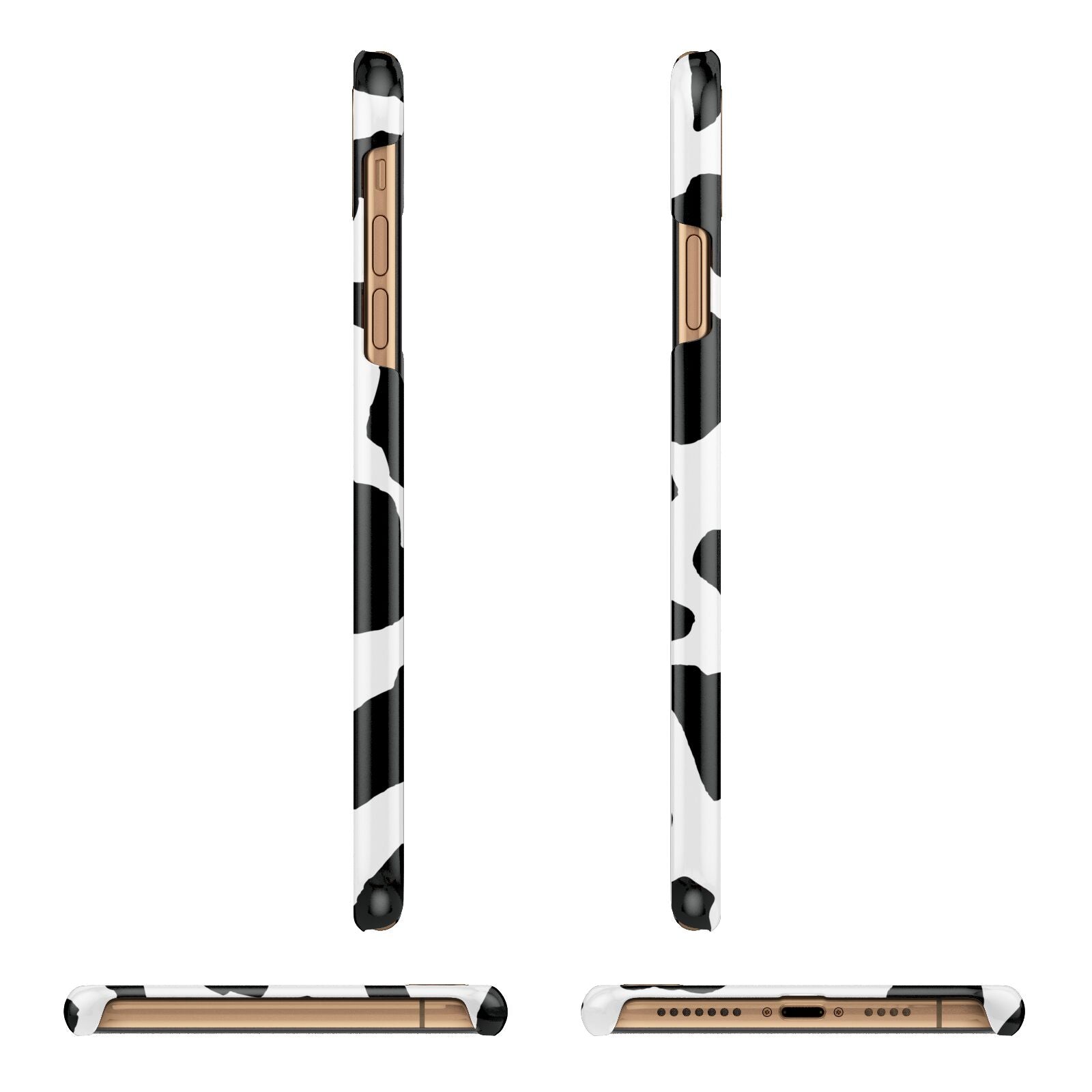 Black and White Cow Print Apple iPhone Xs Max 3D Wrap Snap Case Angled Images