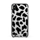 Black and White Cow Print Apple iPhone Xs Max Impact Case Black Edge on Silver Phone