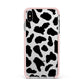Black and White Cow Print Apple iPhone Xs Max Impact Case Pink Edge on Silver Phone