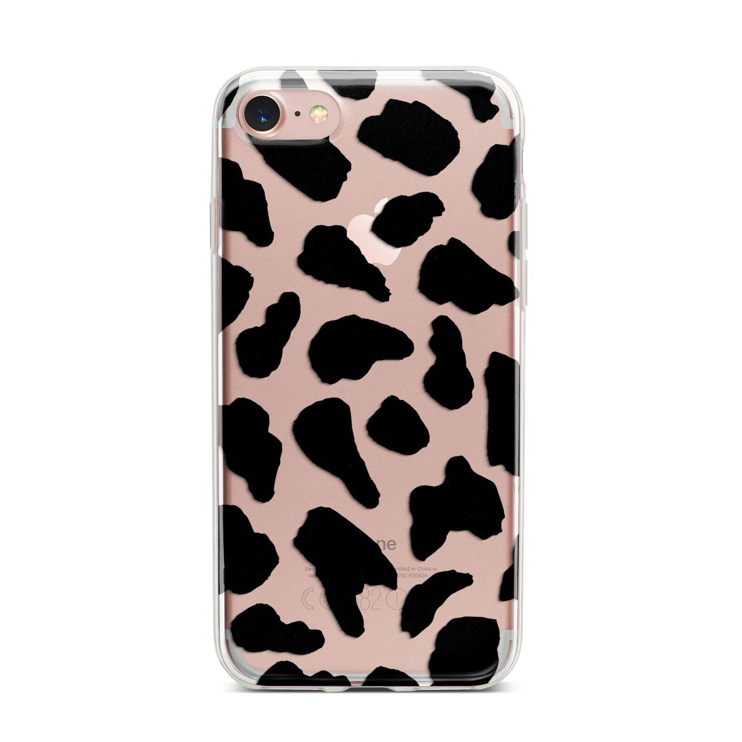 Black and White Cow Print iPhone 7 Bumper Case on Rose Gold iPhone