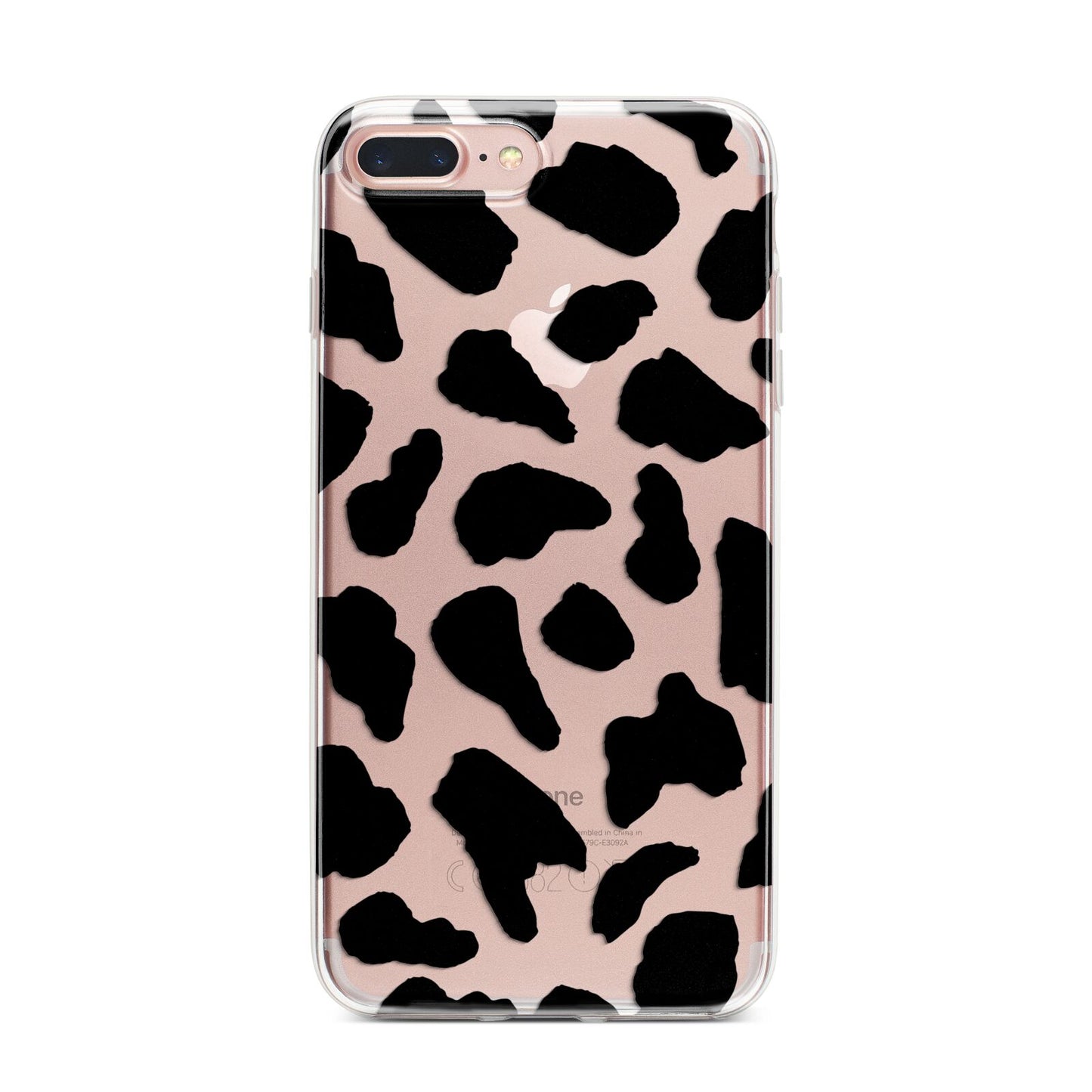 Black and White Cow Print iPhone 7 Plus Bumper Case on Rose Gold iPhone