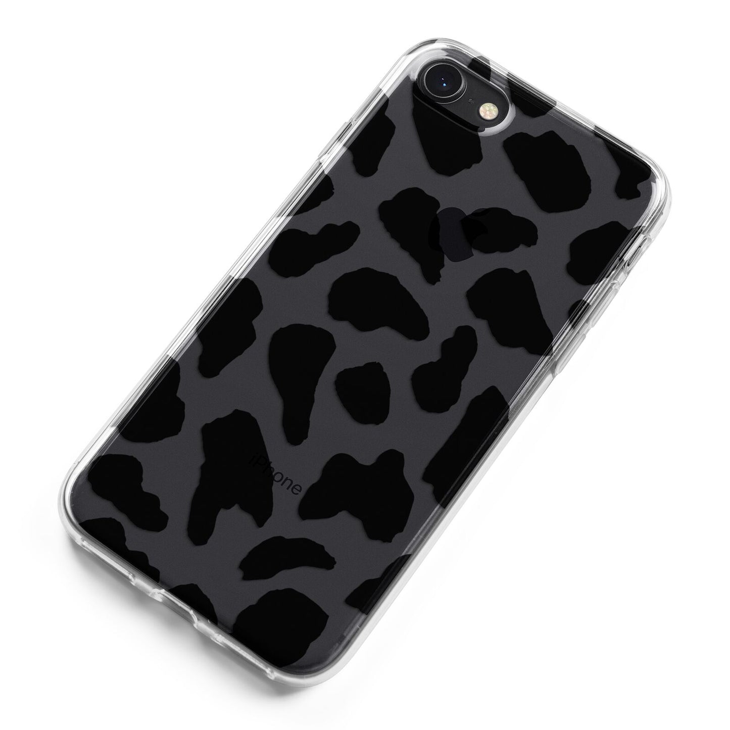 Black and White Cow Print iPhone 8 Bumper Case on Black iPhone Alternative Image